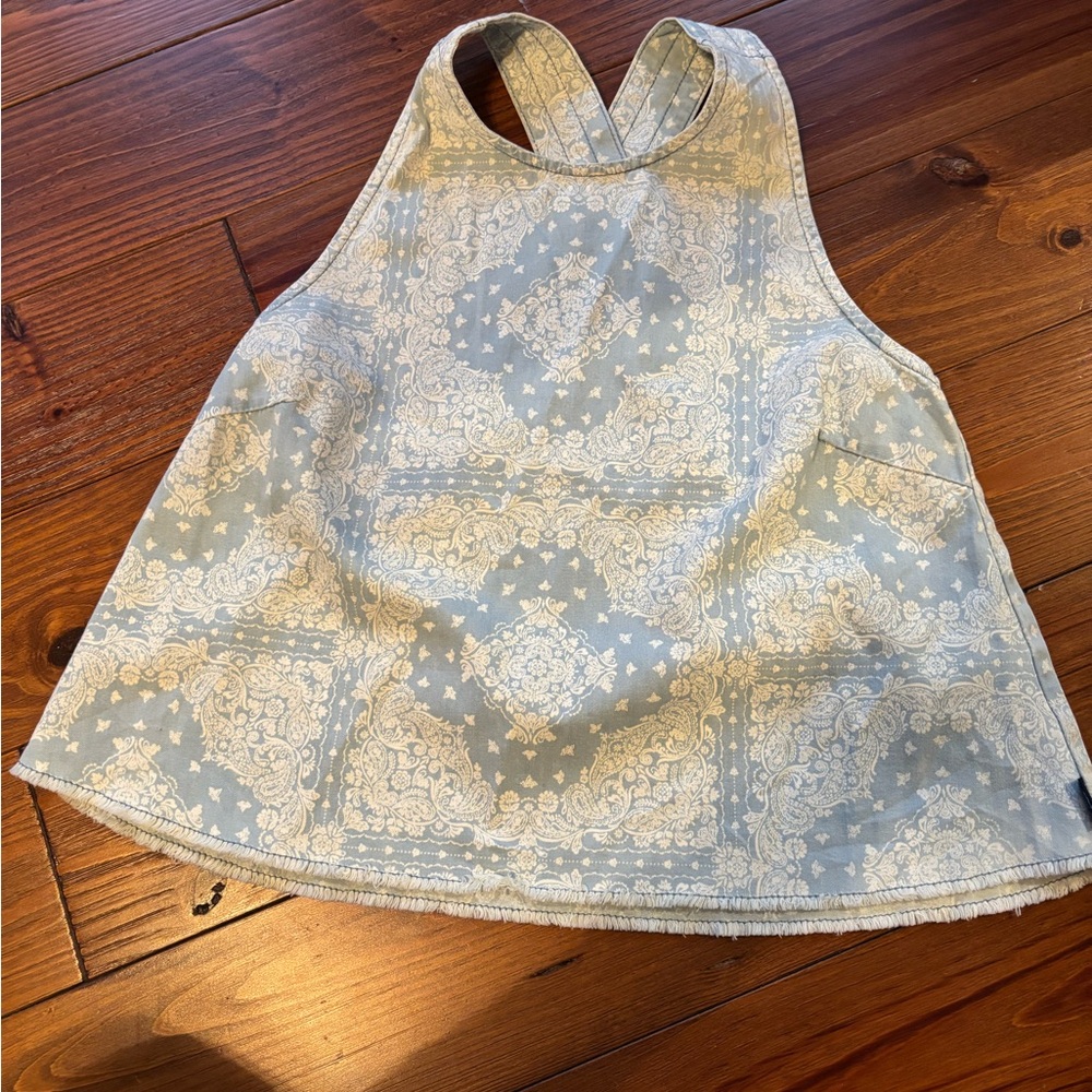 Wrangler blue bandana print criss cross tank